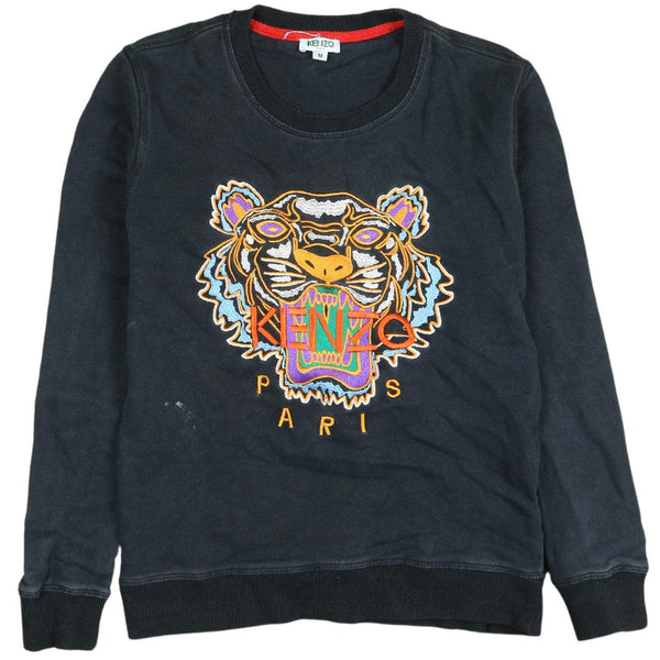Kenzo 90's Vintage Black Spellout Crew Neck Sweatshirt Medium