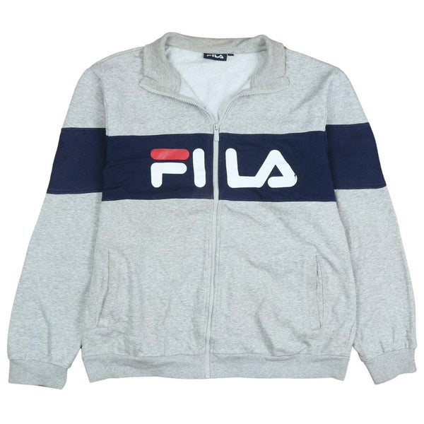 Fila 90's Spellout Full Zip Sweatshirt XL Grey Vintage