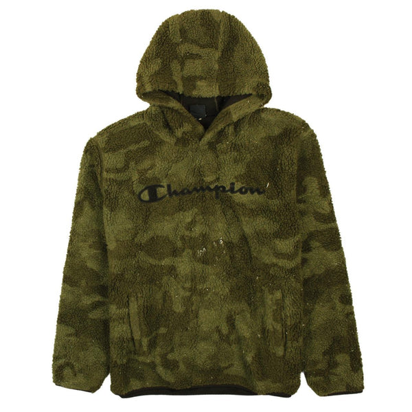 Vintage 90s Champion Green Spellout Fleece Jumper Large Pullover