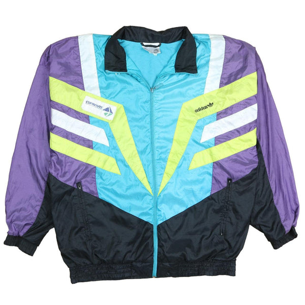 Adidas 90's Vintage Black Lightweight Full Zip Up Windbreaker Men's XLarge