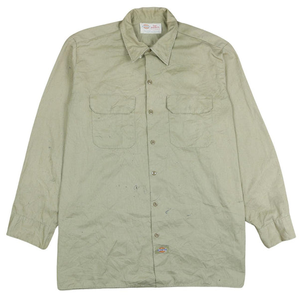 Dickies 90's Beige Cream Long Sleeve Button Up Shirt XXLarge