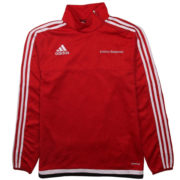 Adidas Men's 90s Red Striped Sleeves Quarter Zip Vintage Sweatshirt S