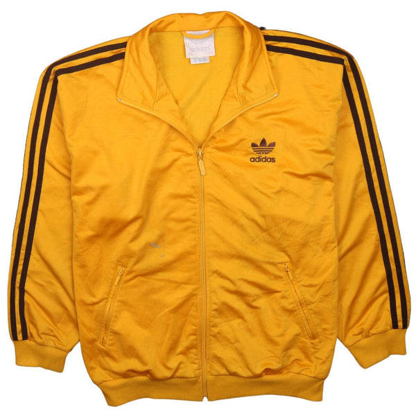 Adidas 90's Striped Sleeves Full Zip Up Sweatshirt Medium Yellow