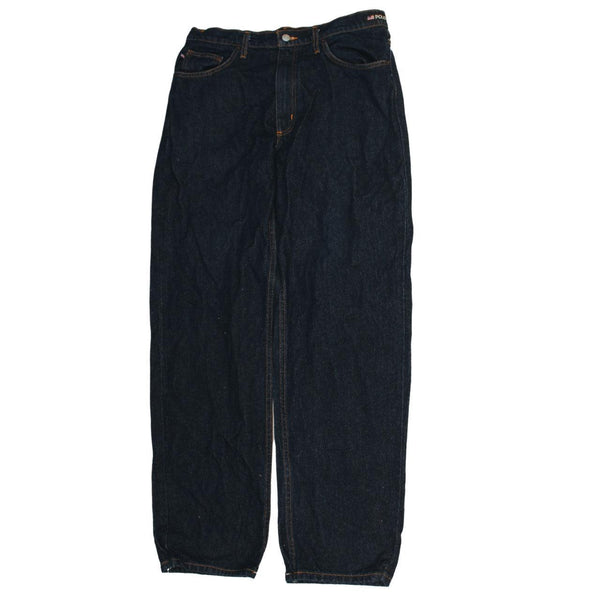 Active 90's Straight Leg Baggy Trousers / Pants 33 Navy Blue