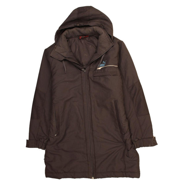 Puma Vintage 90's Men's Small Grey Hooded Full Zip Windbreaker