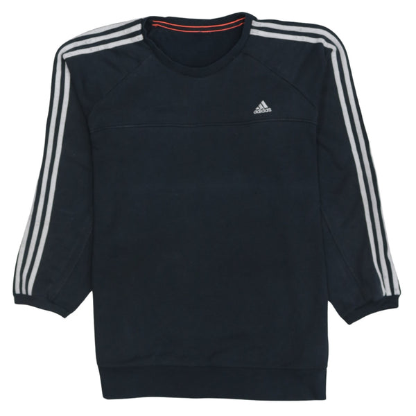 Adidas 90's Striped Sleeve Crew Neck Sweatshirt Large  Black