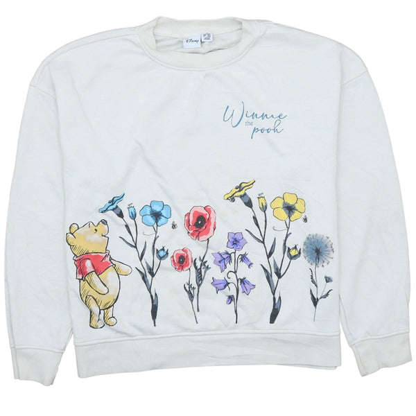 Disney 90s Winnie The Pooh Crew Neck Medium White Vintage Sweater