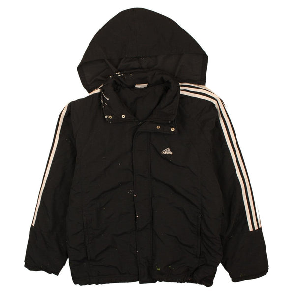 Adidas Men's 90's Windbreaker Hoodie Full Zip Medium Black Retro