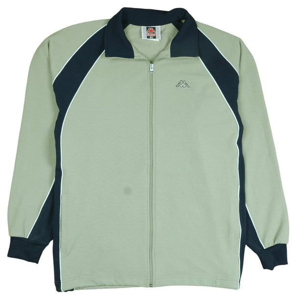 Kappa 90's Vintage Khaki Green Windbreaker XLarge - Lightweight Full Zip