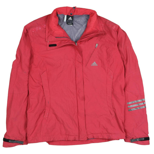 Adidas 90s Red Women's Large Windbreaker Jacket Full Zip Retro