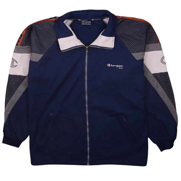 Champion Navy Blue 90s Vintage Zip Up Sweatshirt Men's Medium