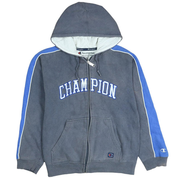 Vintage 90's Champion Grey Spellout Full Zip Hoodie Med Rare