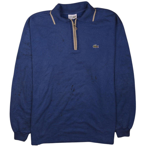 Lacoste Vintage 90's XXL Blue Heavyweight Quarter Zip Sweatshirt