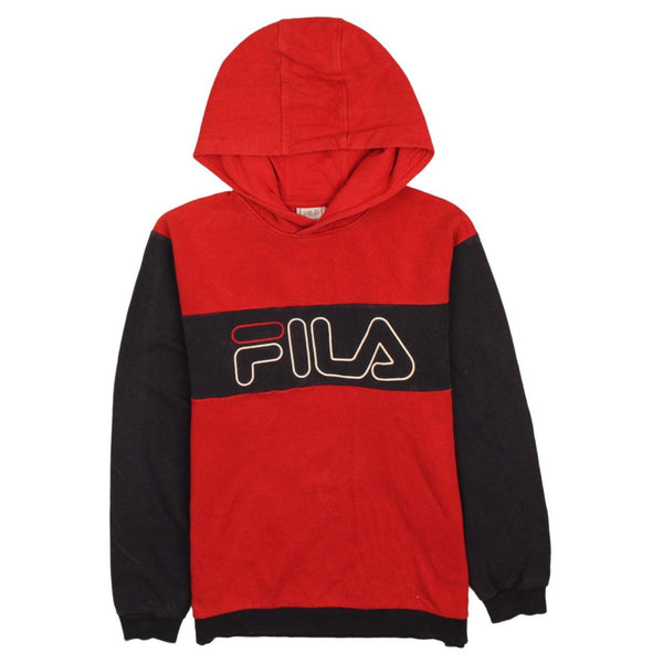 Fila Women's 90s Vintage Red Spellout Pullover Hoodie Large