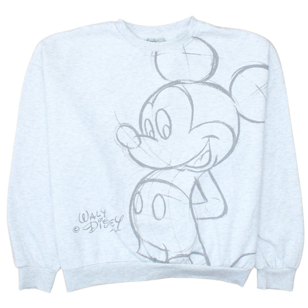 Disney 90's Mickey Mouse Crew Neck Sweatshirt Small Grey