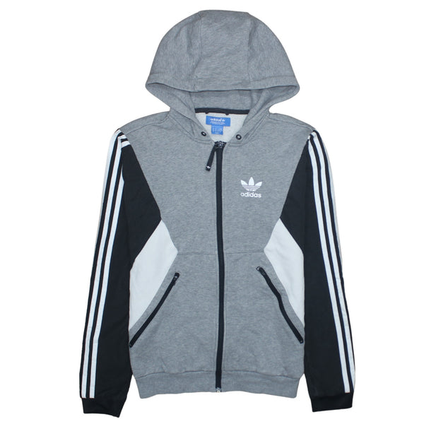 Adidas 90's Striped Sleeve Full Zip Up Hoodie XSmall Grey