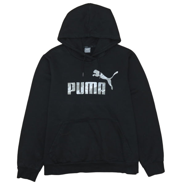 Puma 90s Black Spellout Pullover Hoodie Men's XXLarge 2XL Cotton
