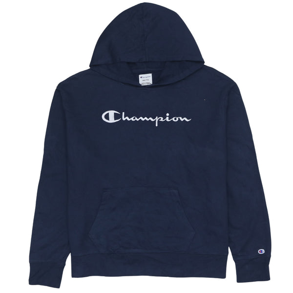 Champion 90's Spellout Pullover Hoodie XXLarge (2XL) Navy Blue