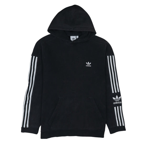 Adidas 90's Striped Sleeve Pullover Hoodie Medium Black