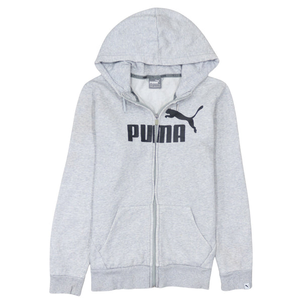 Puma 90's Spellout Full Zip Up Hoodie Medium Grey