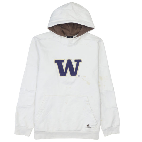 Adidas 90's Vintage Large White Pullover Hoodie with Drawstrings