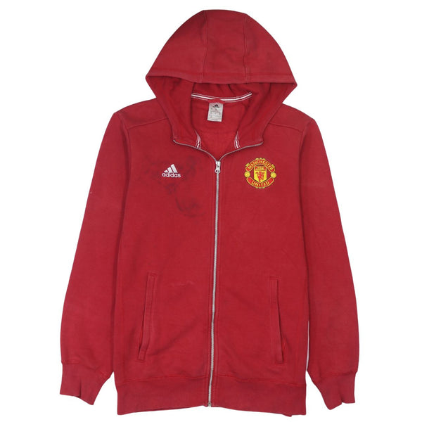 Adidas 90's Manchester United Full Zip Up Red Hoodie Medium
