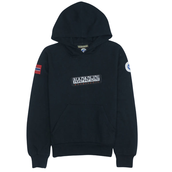 Vintage Napapijri 90s Black Spellout Pullover Hoodie Medium