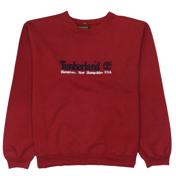 Timberland 90's Spellout Crew Neck Sweatshirt XLarge Red