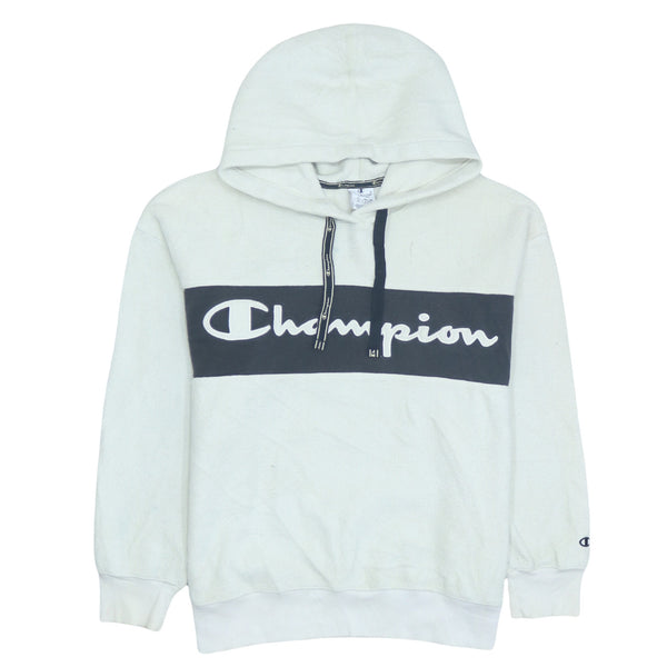 Vintage 90's Champion Beige Cream Spellout Fleece Jumper Large Pullover