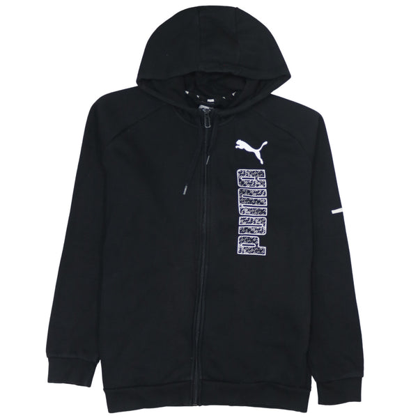 Puma 90's Black Spellout Full Zip Up Hoodie Men's Medium