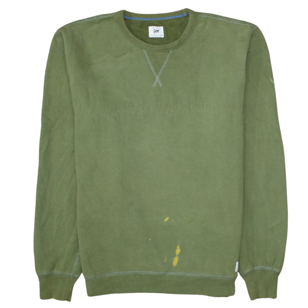 Lee 90's Plain Crew Neck Sweatshirt Large Green