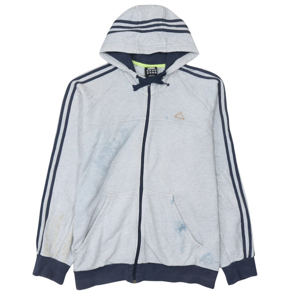 Adidas 90's Striped Sleeve Full Zip Up Hoodie XLarge Grey