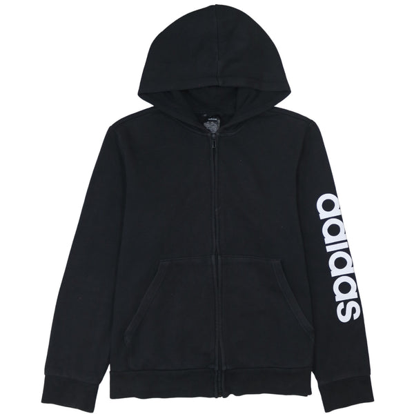 Adidas Vintage 90's XLarge Black Hoodie with Pockets & Full Zip