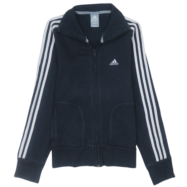 Adidas Vintage 90's Striped Sleeve Navy Blue XSmall Zip Sweatshirt