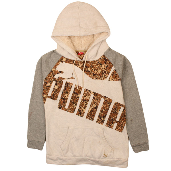 Puma Vintage 90’s Spellout Pullover Hoodie Beige Cream Large