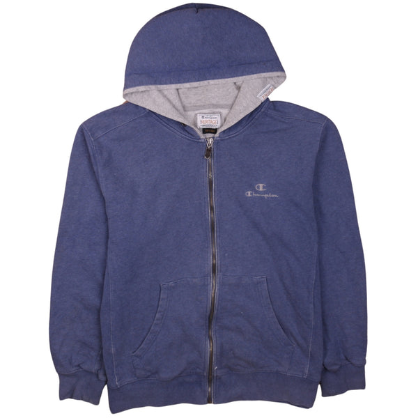 Champion Vintage 90's Full Zip Heavyweight Hoodie XLarge Blue