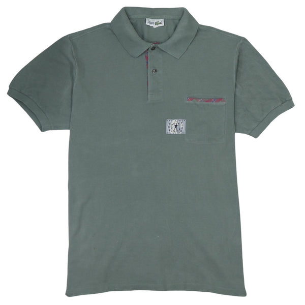 Lacoste 90's Short Sleeves Quarter Button Polo Shirt Medium  Khaki Green
