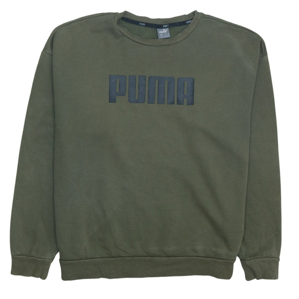 Puma Spellout Crew Neck 90's Style Green Sweatshirt Men's XL