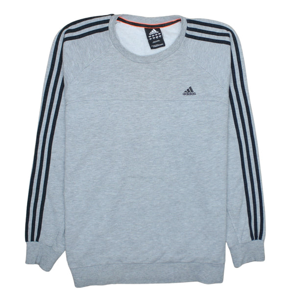 Adidas 90's Striped Sleeve Crew Neck Sweatshirt Large Grey