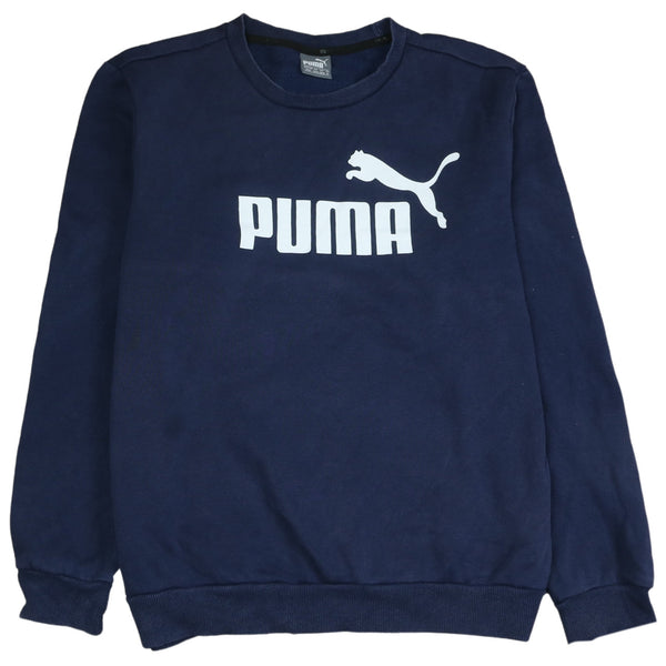 Men's Medium Puma 90's Spellout Crew Neck Sweatshirt Navy Blue