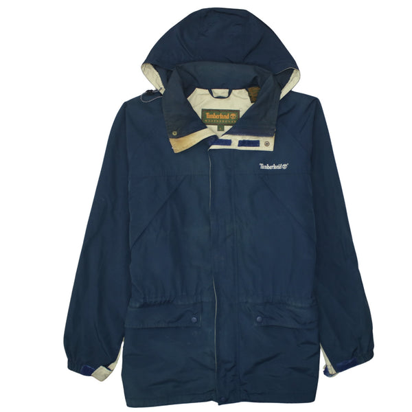 Timberland 90's Hooded Full Zip Up Windbreaker Large Navy Blue