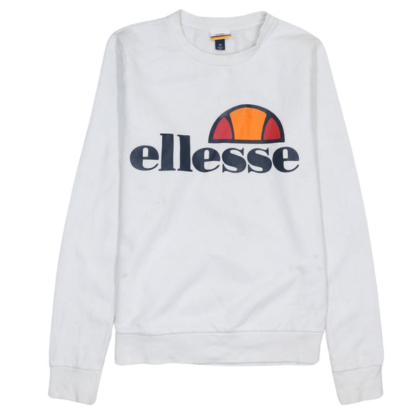 Ellesse 90's Spellout Crew Neck Sweatshirt Medium  White