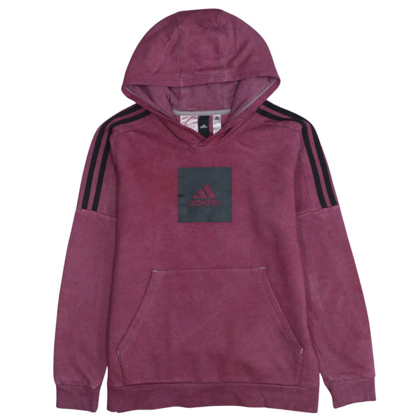 Adidas 90's Burgundy Red Striped Sleeve Pullover Hoodie Women's Large