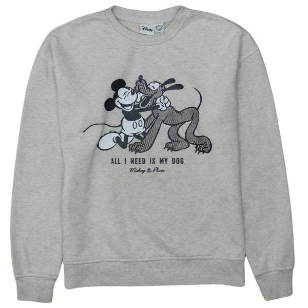 Disney 90's Mickey Mouse & Friend Crew Neck Sweatshirt XXSmall Grey