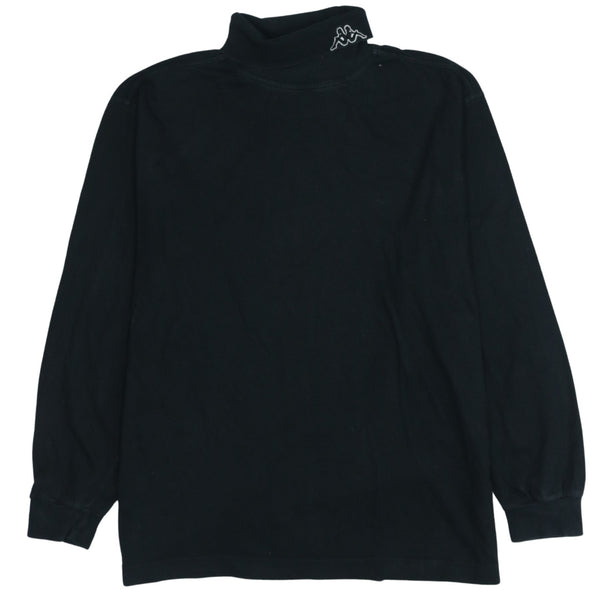 Vintage Kappa 90's Black Turtle Neck Jumper Sweater XLarge