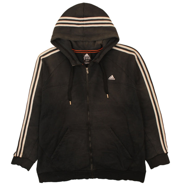 Adidas 90's Striped Sleeves Full Zip Up Hoodie XXLarge (2XL) Black
