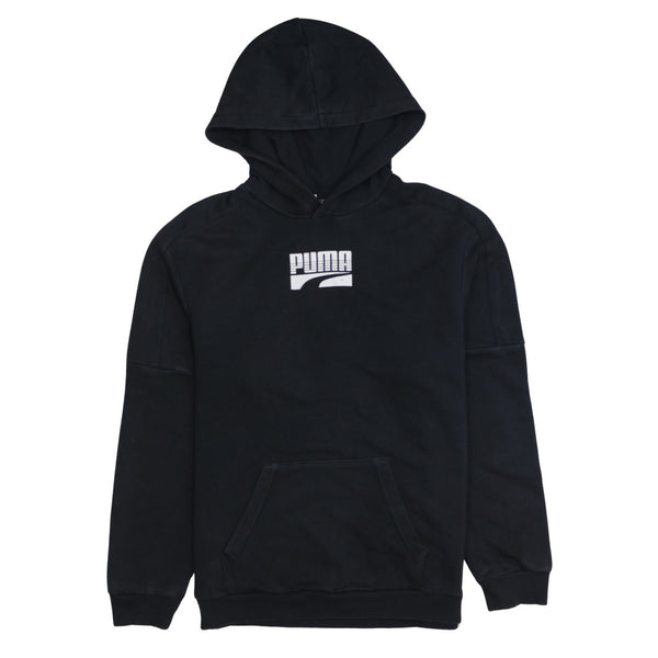 Puma 90's Drawstring Pockets Pullover Hoodie XLarge Black