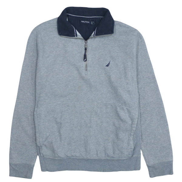 Nautica 90's Grey Heavyweight Quarter Zip Men's Small Sweatshirt
