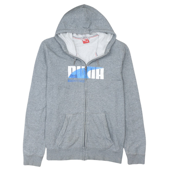 Puma 90's Spellout Full Zip Up Hoodie Large Grey
