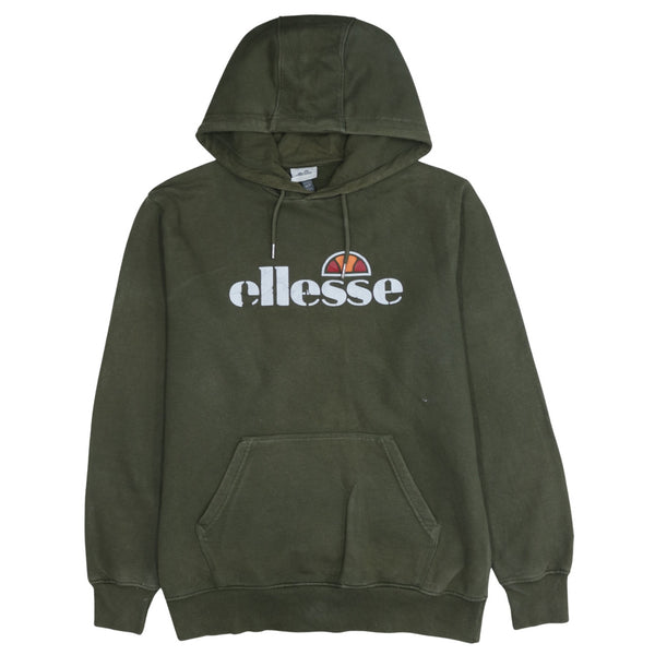 Ellesse 90's Vintage Spellout Pullover Hoodie Medium Green